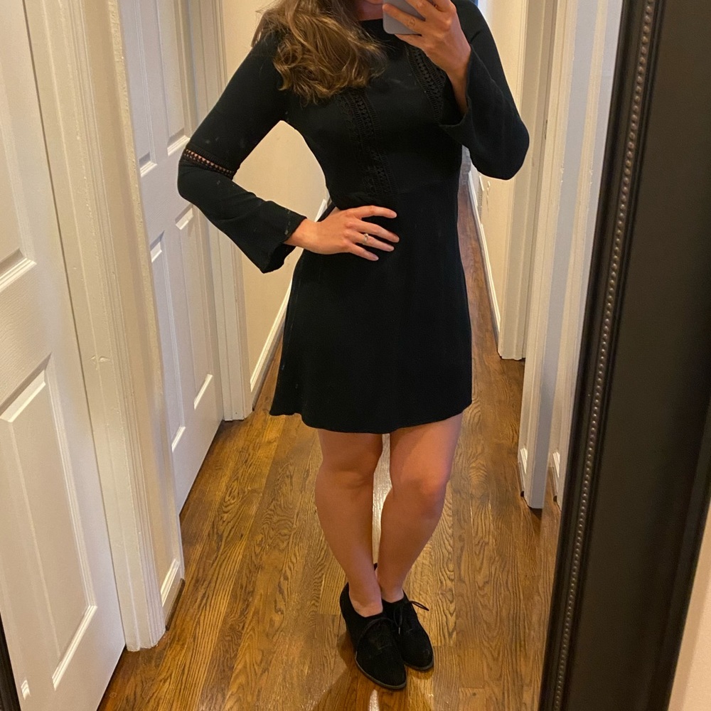 JustFab Size Small Black Fall Dress Long Sleeve Lace Cut Out
